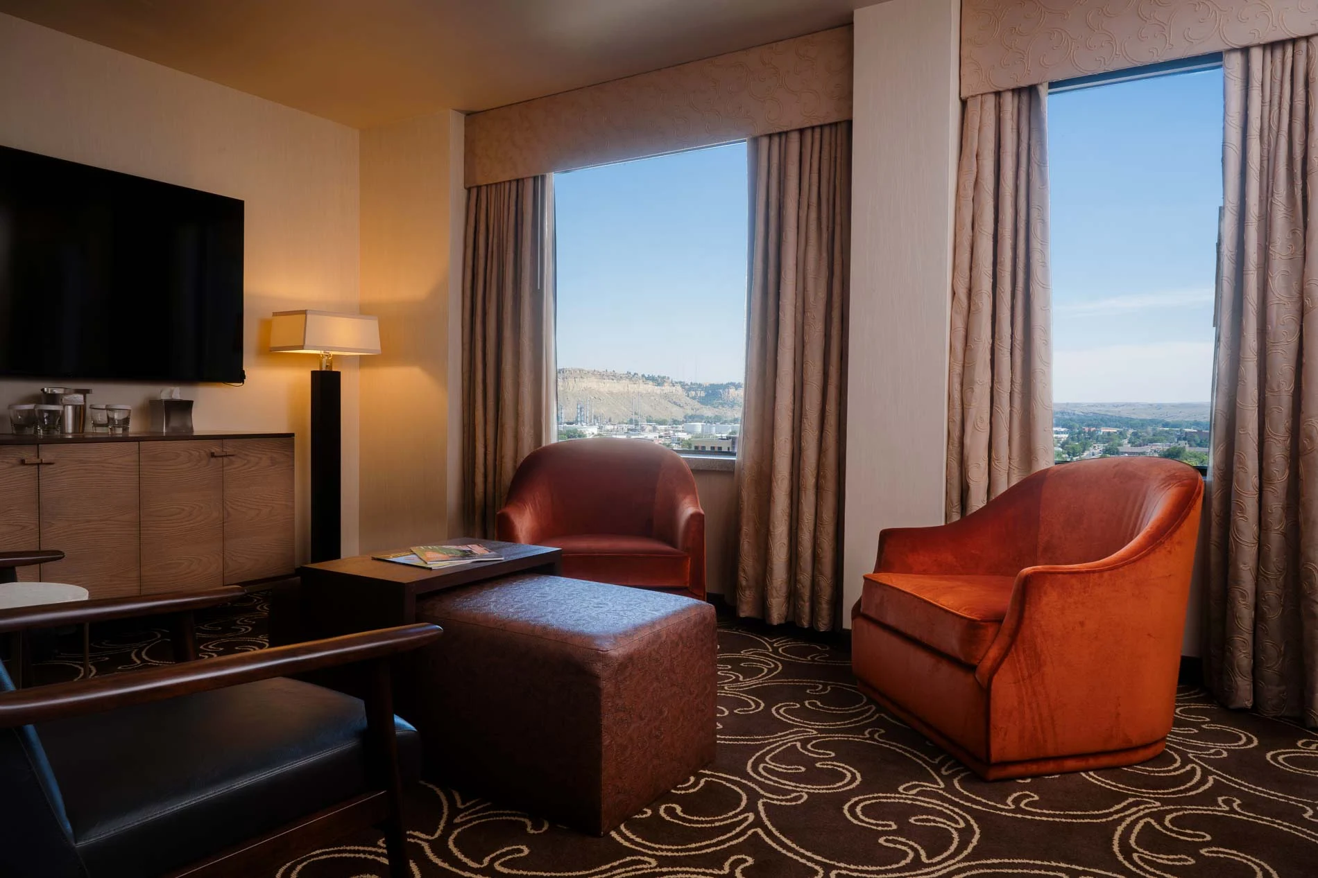 Spacious suite at the Northern Hotel with historic architectural details and modern furnishings